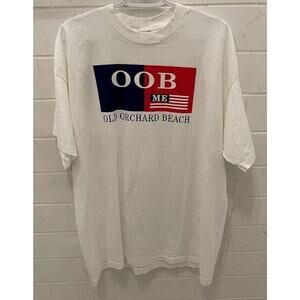 Vintage Retro Teejays OOB ME Old Orchard Beach Maine White T-shirt XL Made USA